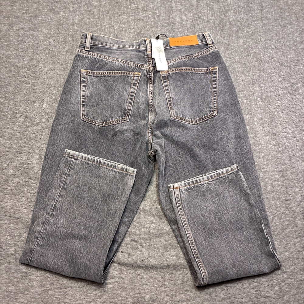 New Topshop Straight Leg Jeans Womens 30x30 Grey Button Fly With Tags